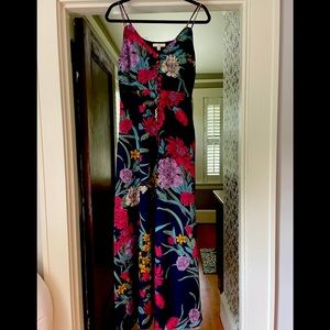 Flower print floor length dress